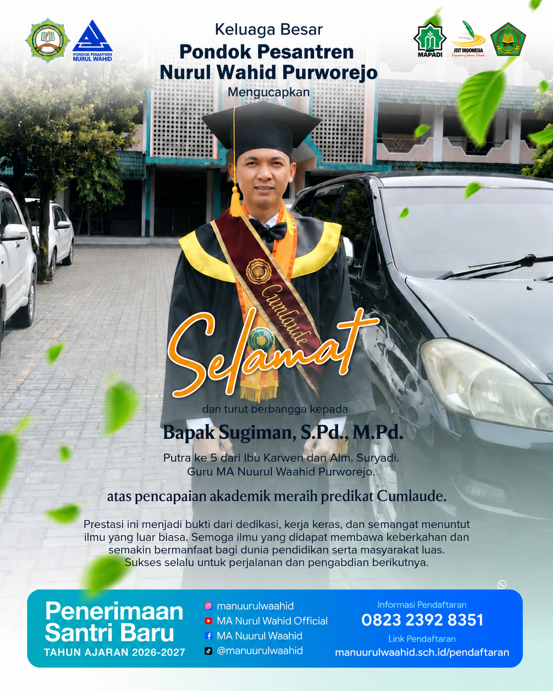 Selamat & Sukses atas Wisuda Bapak Sugiman,S.Pd.,M.Pd.
